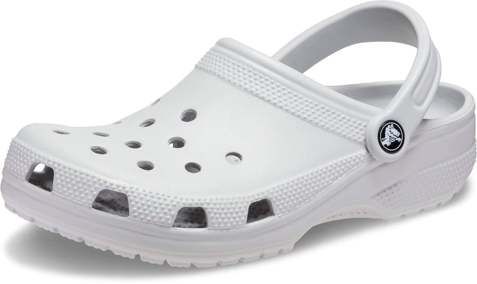 Pair of Crocs LiteRide clogs on outdoor patio