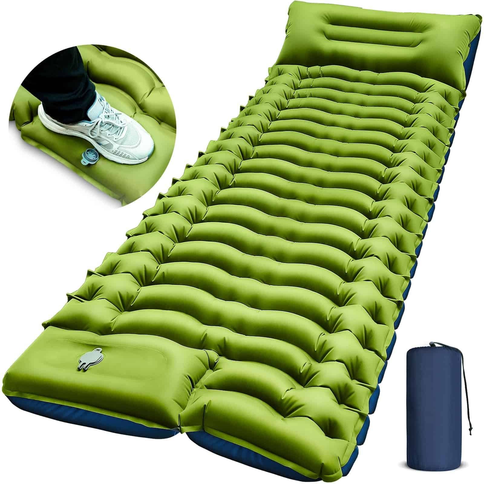 Person relaxing on air bed during outdoor trip
