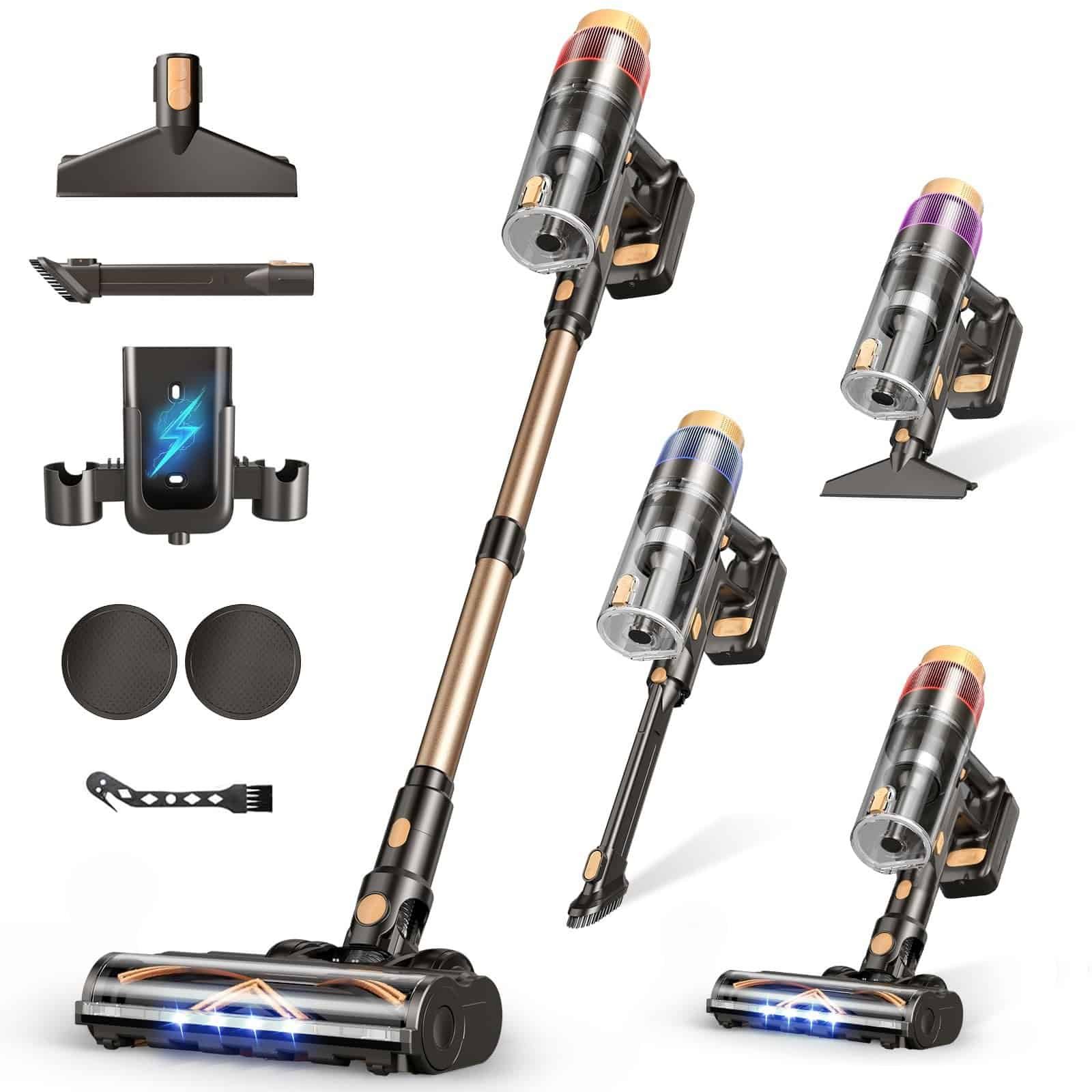 Vacuum cleaner with detachable handheld unit on carpet